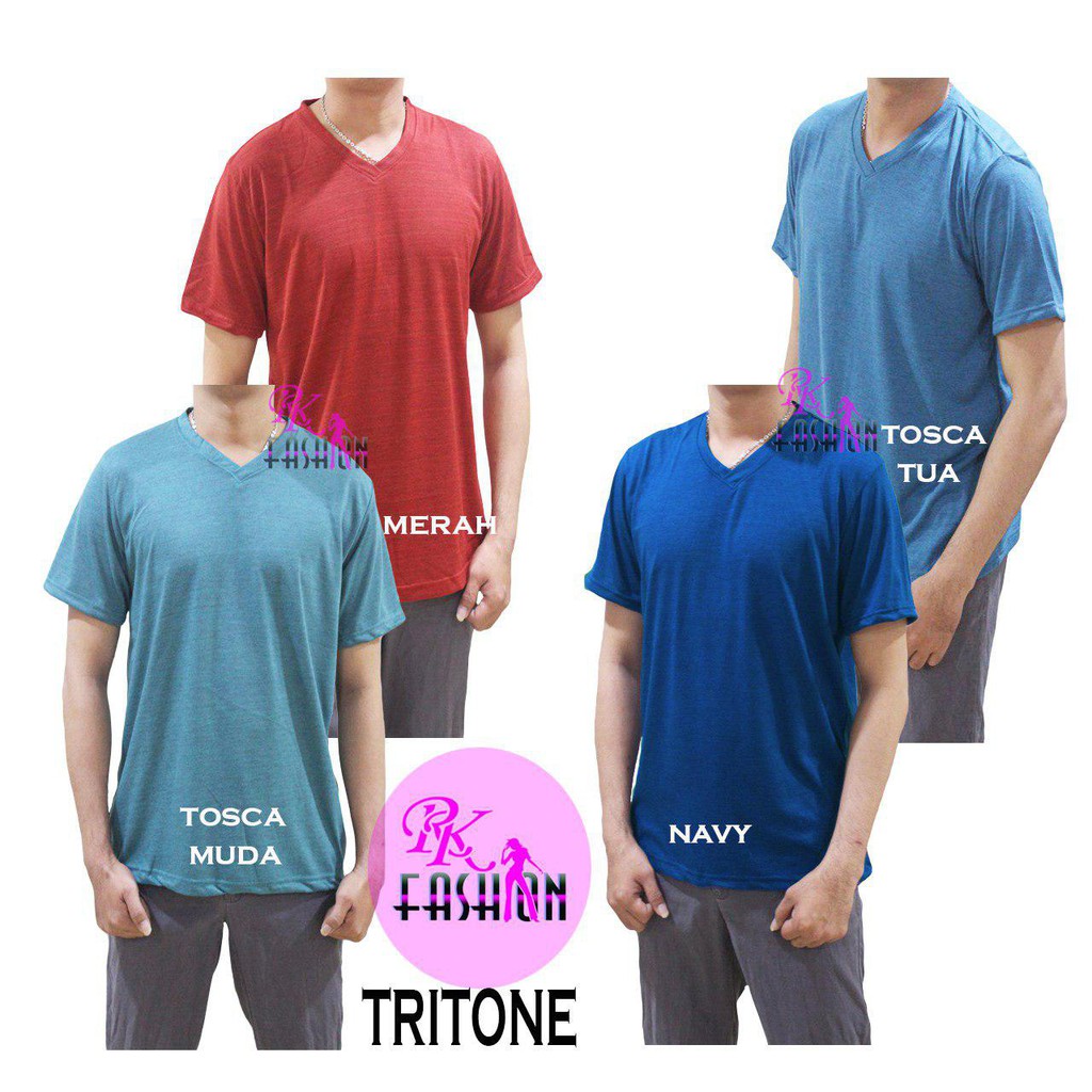 RK Kaos  polos  TRITONE pria TRITONE polos  lengan pendek 