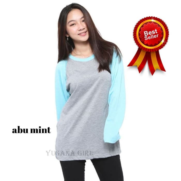 KAOS LENGAN PANJANG WANITA JUMBO RAGLAN DUA WARNA