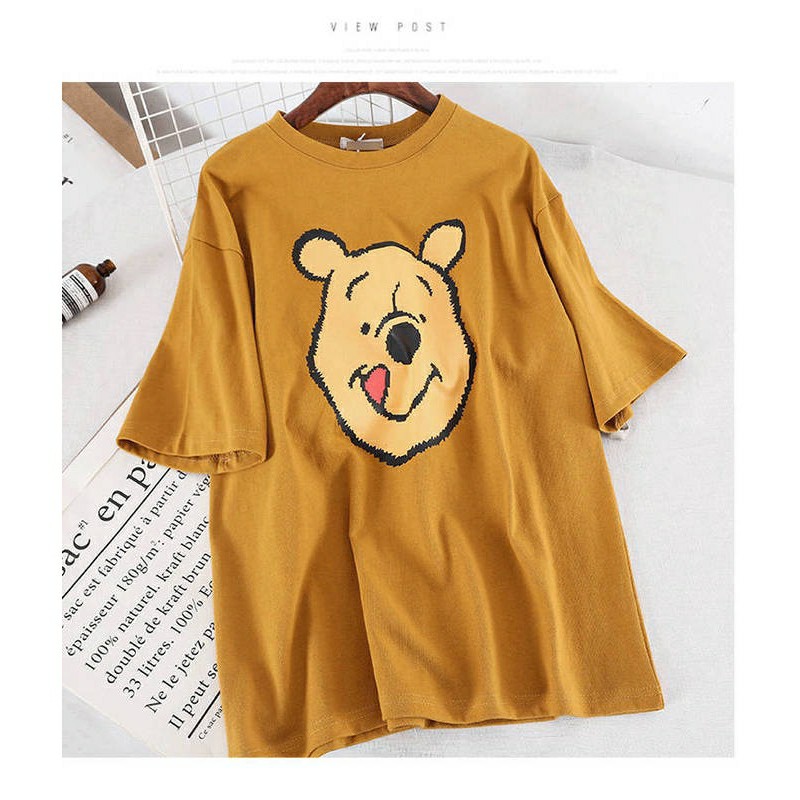 TBI Kaos Pooh Bear T-Shirt Oversized Lisa Blackpink Loose Shirt