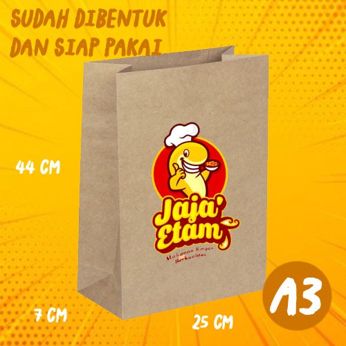 

[LOGO SENDIRI] Kantong Kertas Packaging Besar Samson Kraft A3 29x14cm Kertas Cokelat Bungkus Baju
