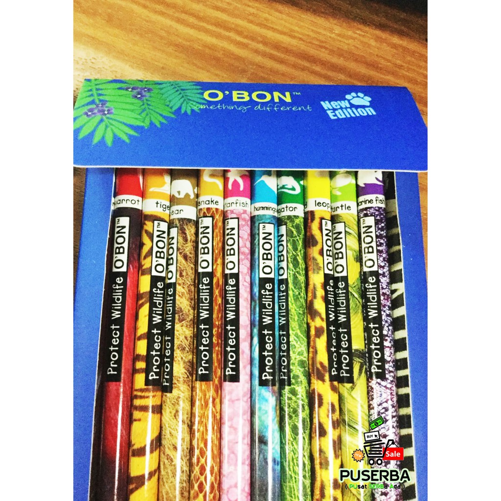 Pensil Warna isi 12 pcs O'Bon Wildlife - 12 pcs Wild Colour Pencils