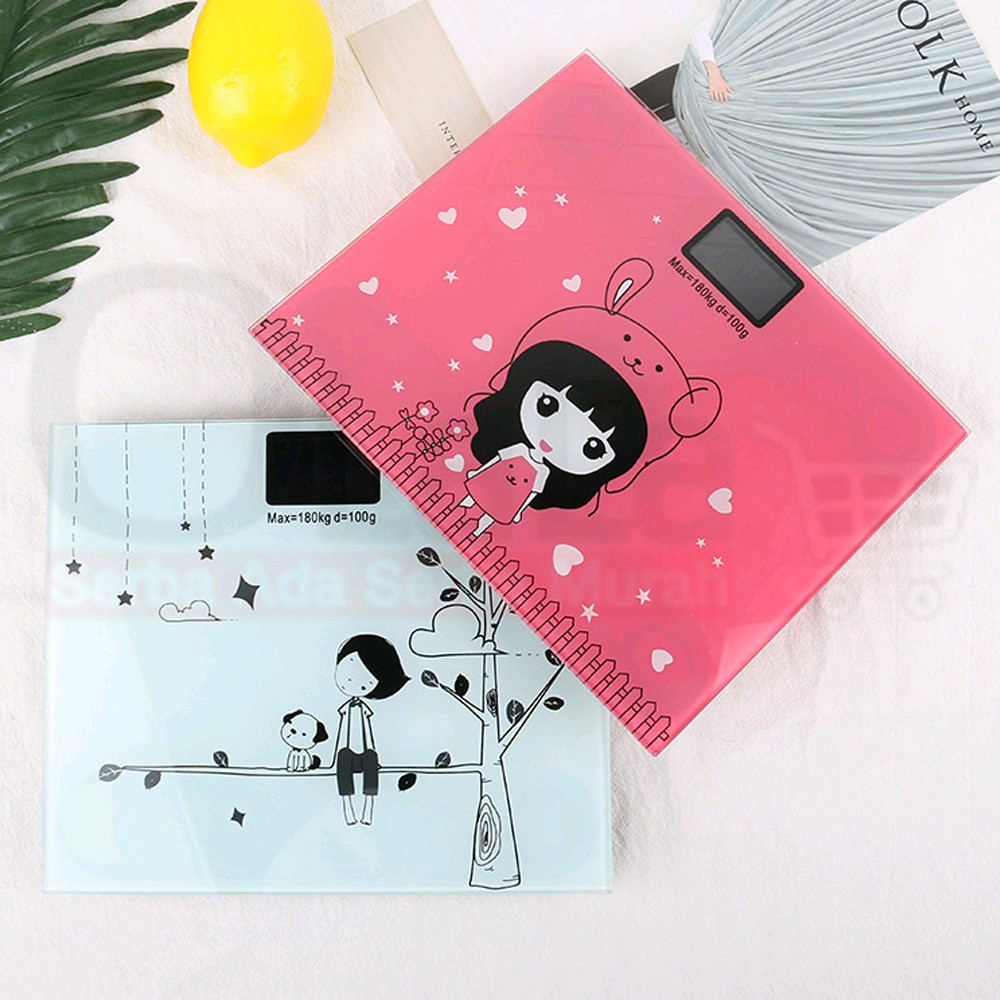 Timbangan Badan Kaca Digital - Elektronik 180kg KARTUN SCALE OLL - 2626-5