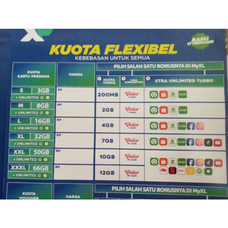 Kartu Perdana Xl Combo flex 8.GB turbo unlimeted