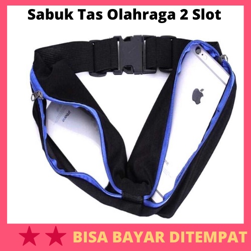Sabuk Tas Olahraga 2 Slot / Tas Pinggang Hp Handpone Handphone Uang Olahraga Sport Outdoor Lari Runn