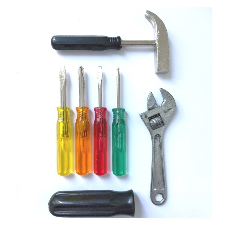 Obeng Set Palu Mini Kunci Inggris Adjustable Wrench Cutter Repair Tool Set