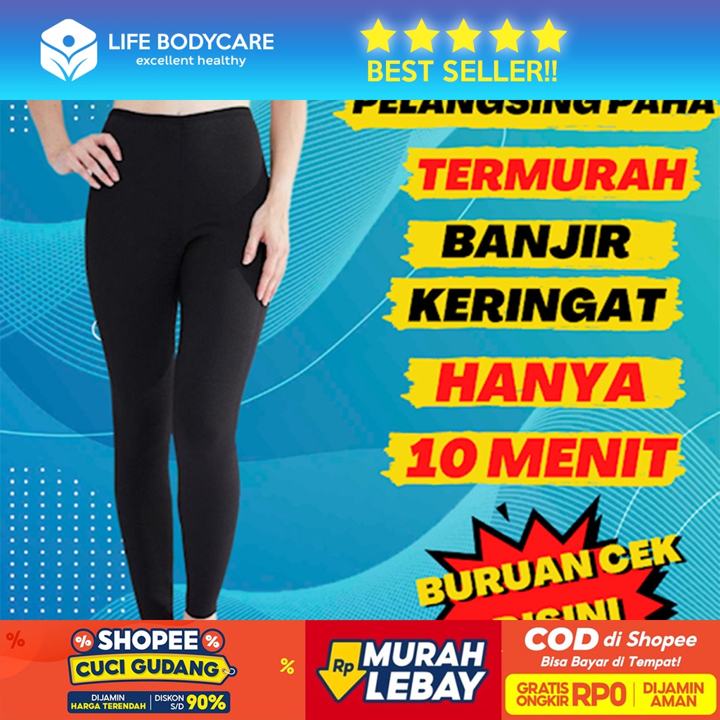 Merk SOLANIA Celana Pembakar Lemak Legging Sauna Korset Wanita Slimming Long Pant Pembakar Lemak - L