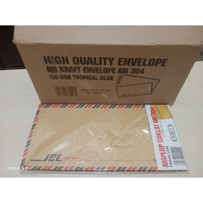 

KIKY amplop coklat type 304 airmail dengan tropical glue berat 125 gsm