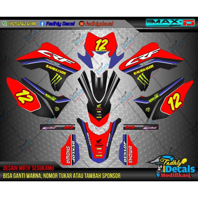 Decal crf merah hitam biru