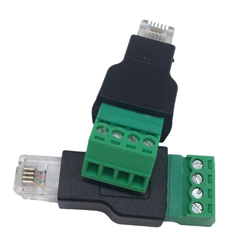 Konektor Terminal Sekrup Gro 4P 4C Male to 4pin Untuk Telepon, CCTV Wiring Coupler