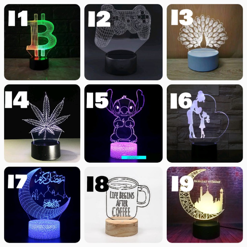 LAMPU HIAS LED 3D / LAMPU TIDUR HIAS DIMENSI