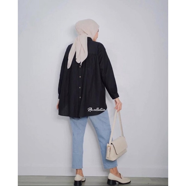 Kemeja Blouse Miranda Linen Shirt Daily Outfit