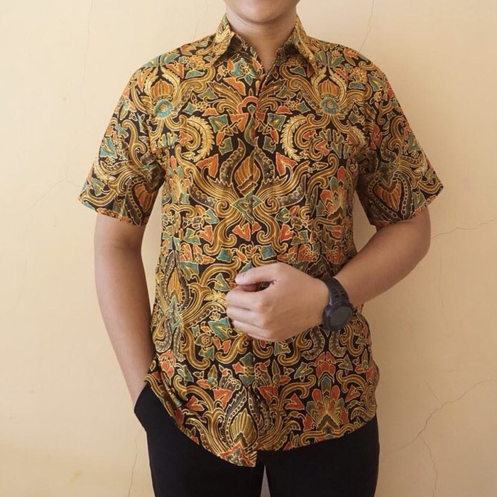 Kemeja Batik Pria Lengan Pendek Sogan Mekar Murah