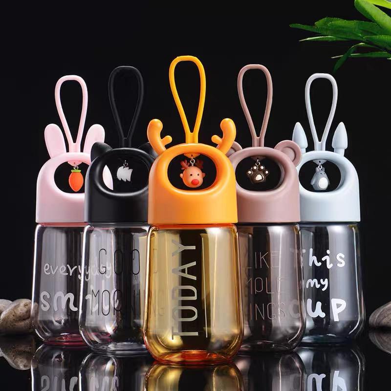 Botol Air Portabel Bahan Plastik Transparan Ukuran 450ml