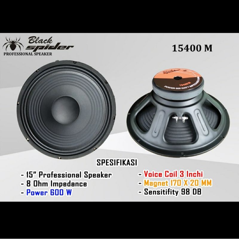 BLACK SPIDER Speaker 15 Inci 15400 M Low 600 Watt Blackspider