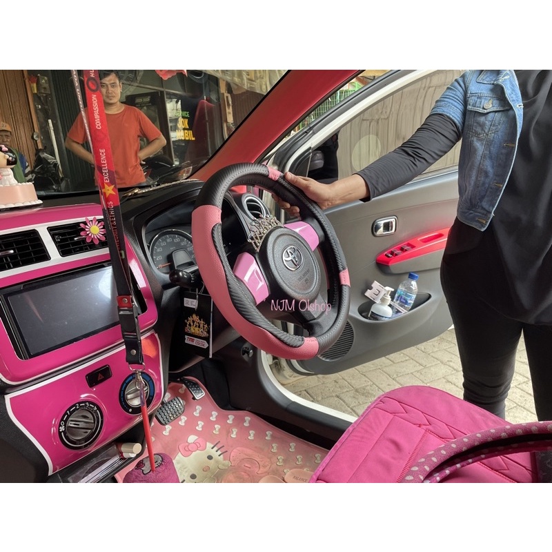 Sarung stir / Cover Steer Mobil asli MBTech -  Black&amp;Pink Series - Universal