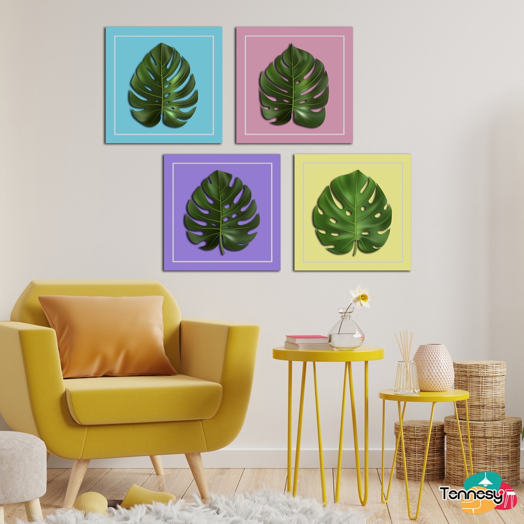 TENNESY HIASAN DINDING DAUN MONSTERA LEAVES 30x30CM WALL DECOR PAJANGAN KAYU POSTER DEKORASI DINDING KAMAR TIDUR RUMAH