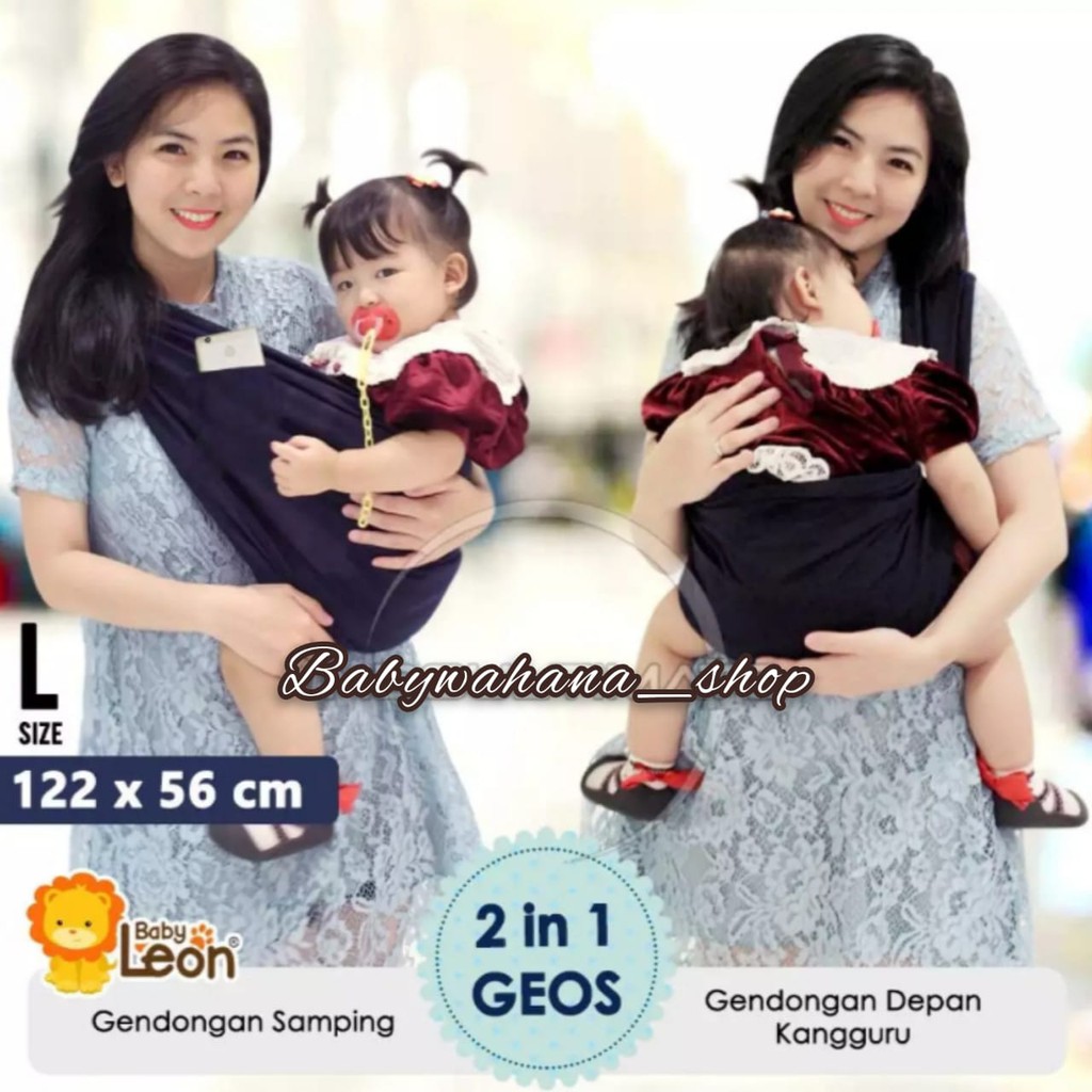ORIGINAL Gendongan BABY LEON Gendongan Bayi Kaos 2 in 1 (ukuran L,M) gendongan hipseat depan+Holder