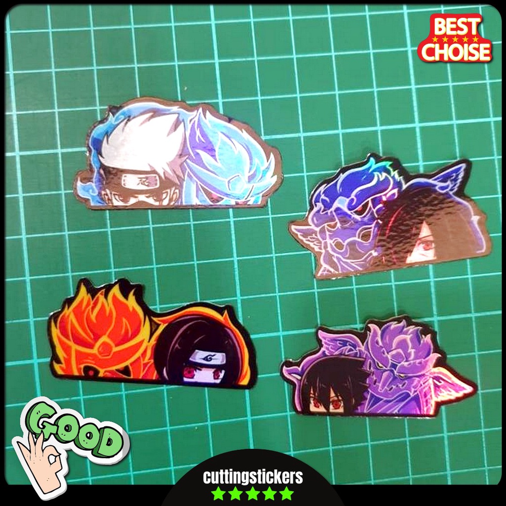Stiker Sticker Hologram Anime Naruto Set 4Pcs Kecil