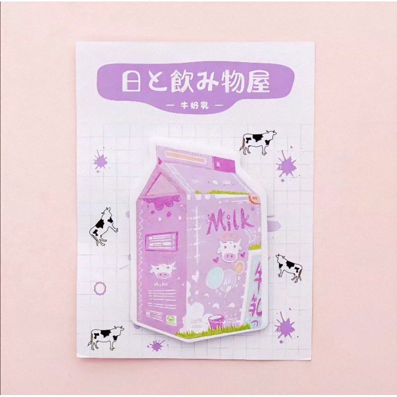 

30 sheets Cute Drink Cow Milk Sticker Memo Pad Notes Paper