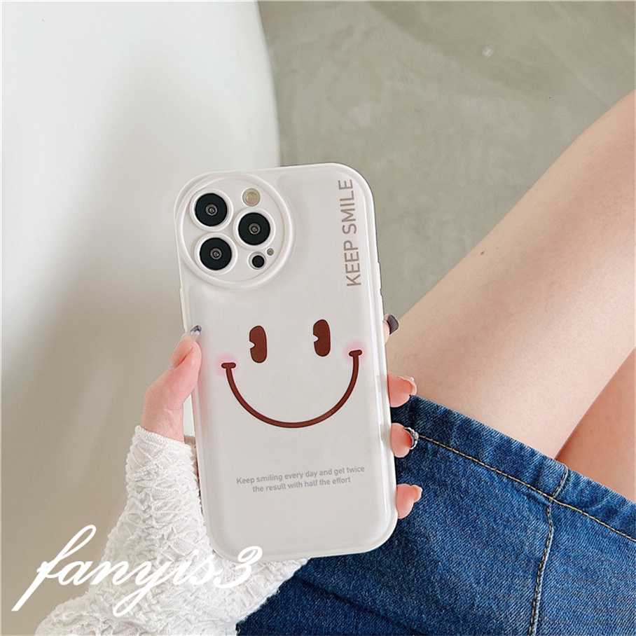 Compatible For iPhone 13 12 11 Pro Max X XR Xs Max 8 7 Plus SE 2020 Soft Case Silikon Desain Smiley Untuk