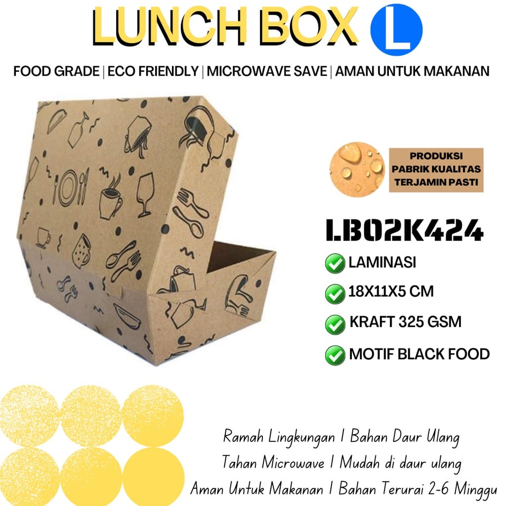 Lunch Box Uk. L-18X11X5-Laminated Paper Lunch Box Uk. L Tebal 325 Gsm ( LB2K424)