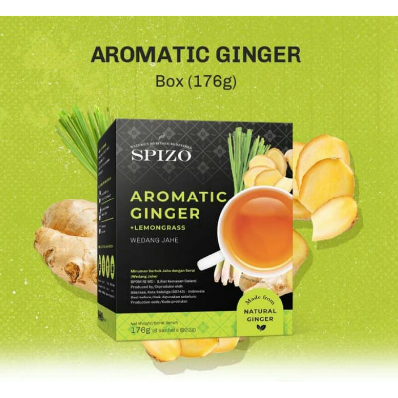 

Spizo Aromatic Ginger + Lemongrass (Wedang Jahe) - Powder Drink 1 box isi 8 sachets