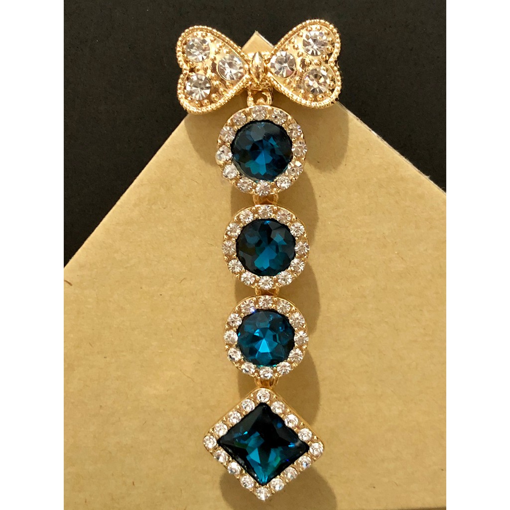 Bros Dagu Hijab Juntai 4 Wajik Mata Premium-Biru Gold