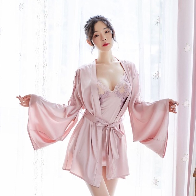 Ɛѵҽ Lingerie Wanita  Renda Seksi Pakaian Dalam Wanita Mini Dress Baju Tidur Jubah Set 1271