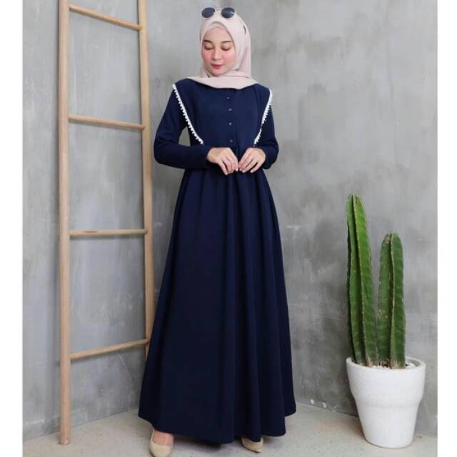  Baju  gamis  wanita  terbaru  model pesta kekinian moscrepe 