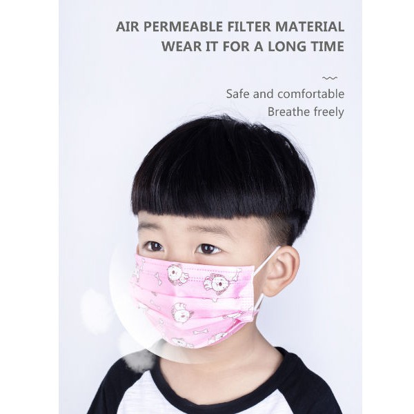 Masker Anak 3 Ply Earloop Disposable Face Mask 1 Box Isi 50 pcs