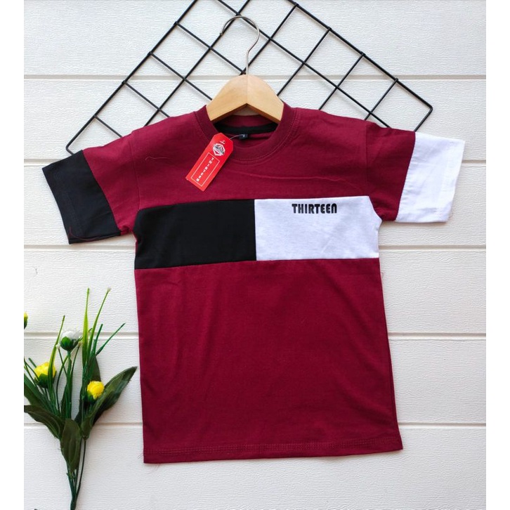 kaos anak kombinasi 3 warna kaos distro anak vareasi kombinasi thirteen