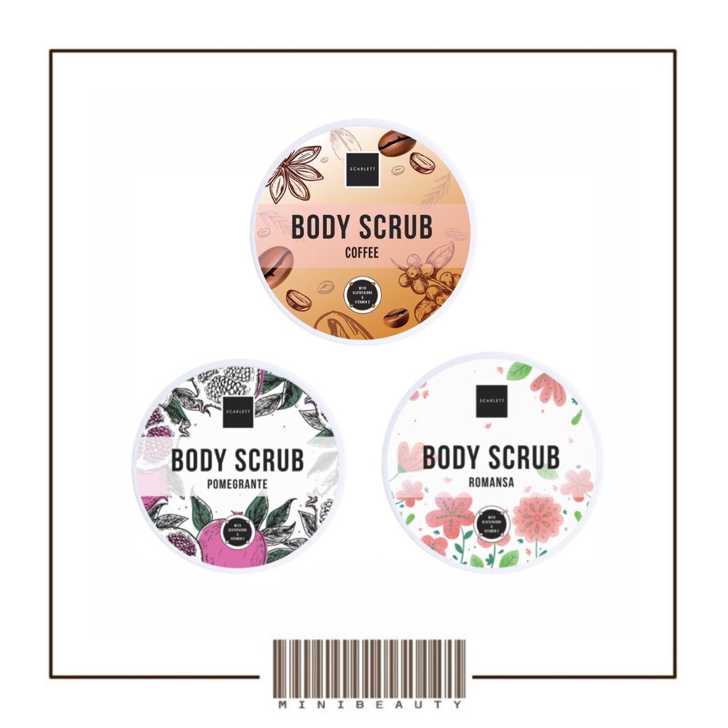 scarlett body scrub romansa dan pomegrante lulur badan vitamin e