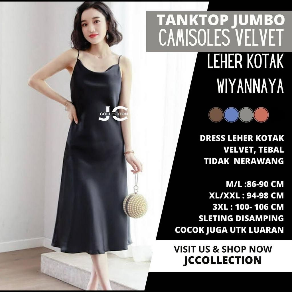 Dress Kamisol sexy Saten  Tali kecil Tanktop Wanita Gaya Korea  Wieyanna / Tanktop Oversize Velvet Tebal