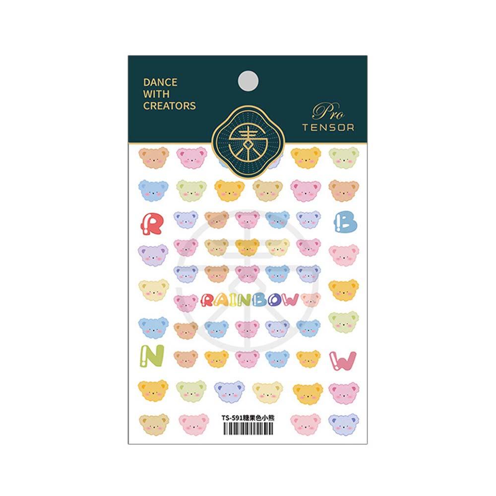 Mxbeauty 5D Terukir Stiker Kuku Kartun Beruang Kepala Slider Stiker Perekat DIY Nail Art Desgin