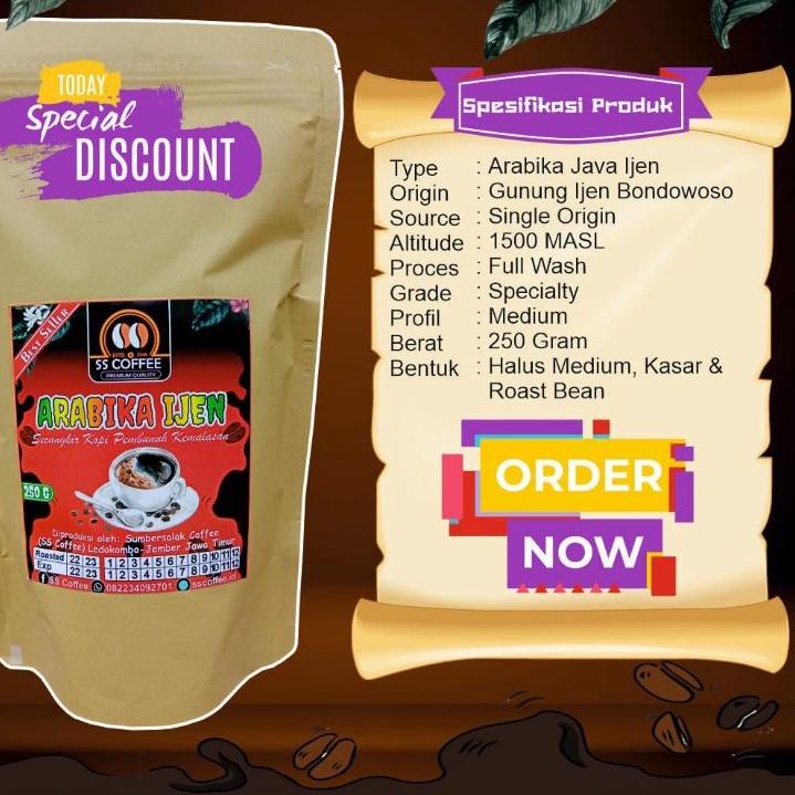 

limited STOCK!Promo Arabika Ijen Bondowoso | 250Gram | Grade A | SS COFFEE|KD8