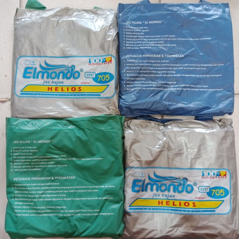 Mantel Hujan Ponco Elmondo 705 Helios | jas Hujan Poncho Terusan | Mantel Dewasa Pengendara Sepeda Motor Musim Hujan Ojol/Ojek Online | Open Jas Hujan