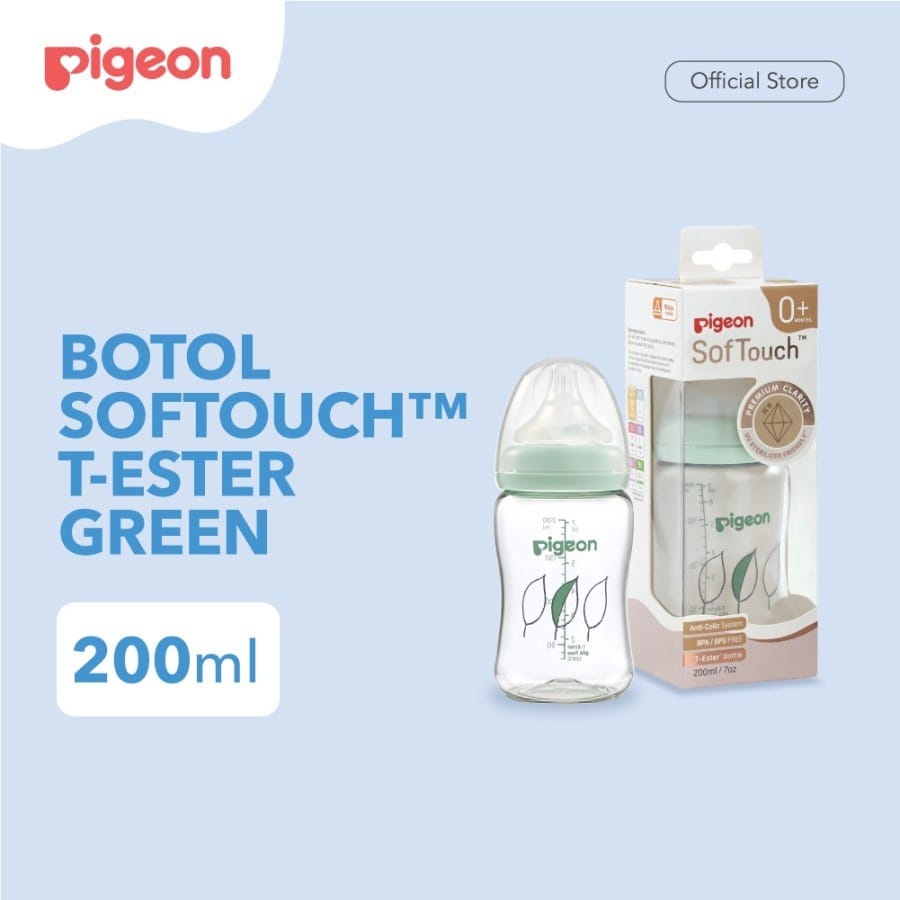 Pigeon Botol T-Ester Wide Neck w/ P-Plus Nipple 200ML - Botol Susu Anak Bayi