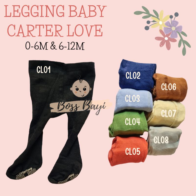 CARTERLOVE - Legging Bayi Warna Polos Tutup Kaki Ada Antislip 0-6M 6-12M