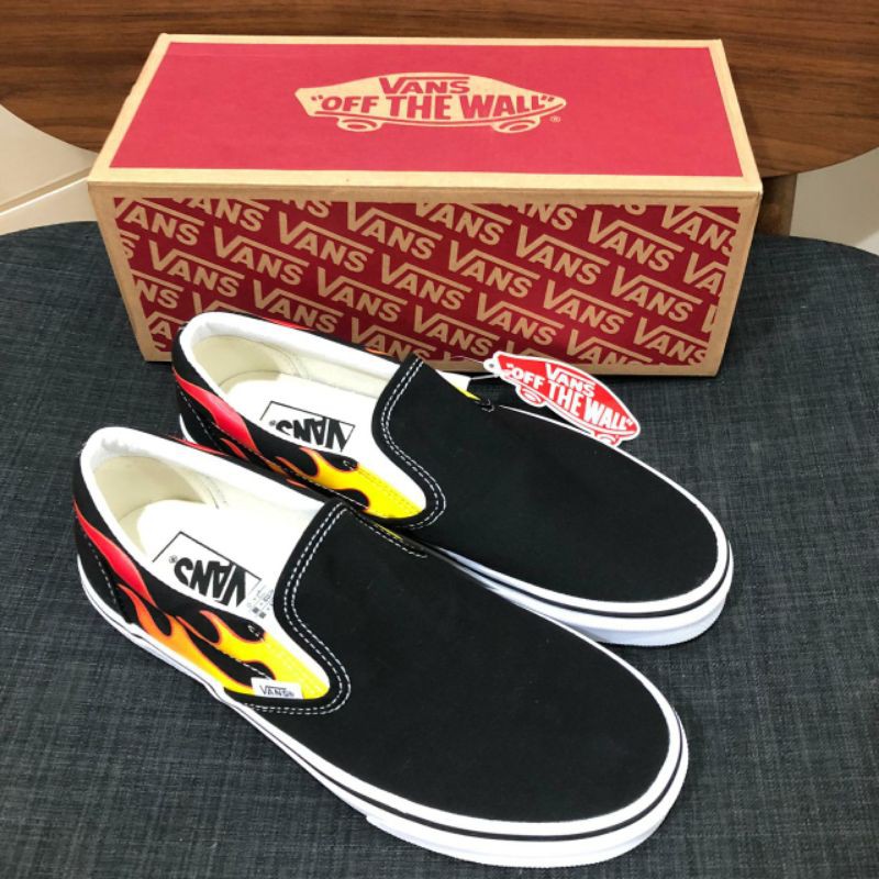 vans slip on flame black true