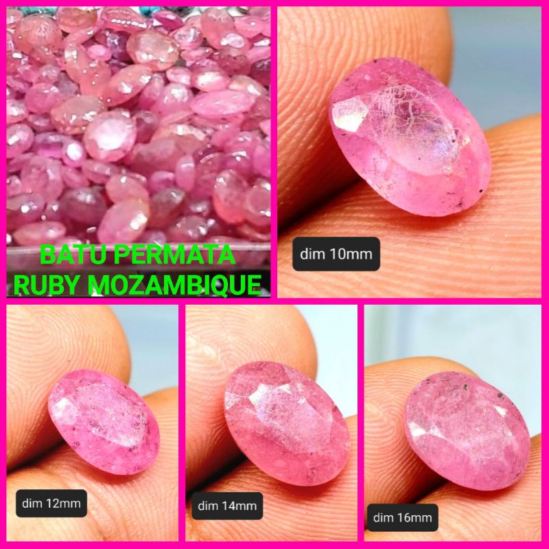 Batu permata ruby Mozambique cutting
