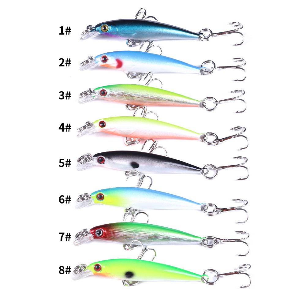 HENGJIA 8Pcs 5.0cm/2.2g Mini Pencil Minnow Umpan Pancing Topwater Swimbait Fishing Lure Ikan Bass