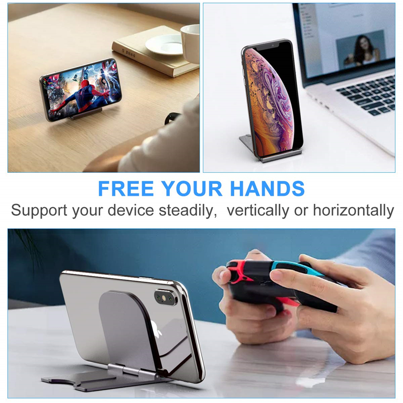 Universal Foldable Desktop Phone &amp; Tablet Holder / 180 Degree Adjustable Portable Metal Phone Stand / Desk Tablet Mobile Phone Bracket / Table Cell Phone Support holder / Bracket For ipad iPhone 11 Pro XS Max Android Phone Xiaomi Huawei Samsung