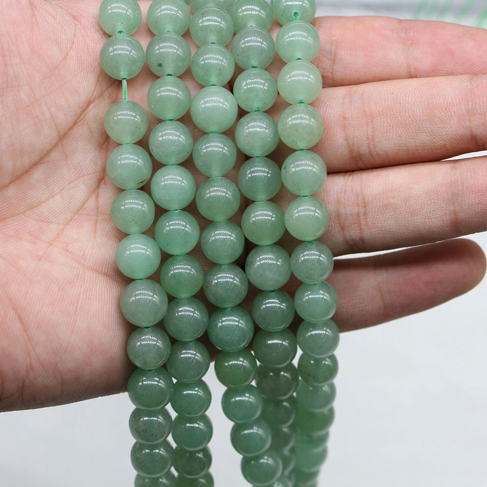 4 6 8 10 12 mm Manik-manik aventurine hijau alami untuk membuat perhiasan gelang DIY