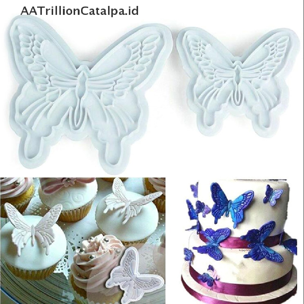 2pcs / Set Cetakan Pemotong Kue Fondant Sugarcraft Bentuk Kupu-Kupu