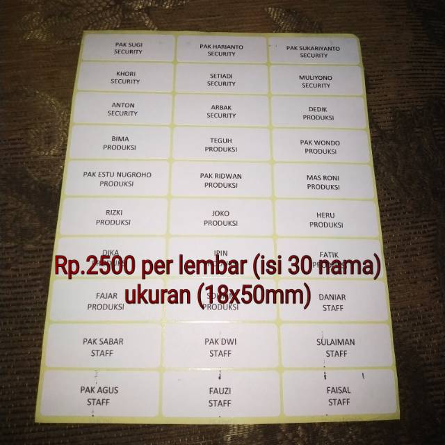 Print label nama undangan