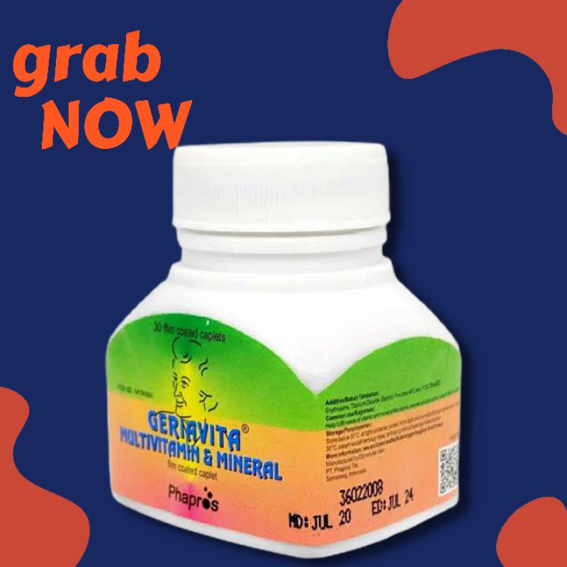 Geriavita Multivitamin Dan Mineral - Botol isi 30 kapsul
