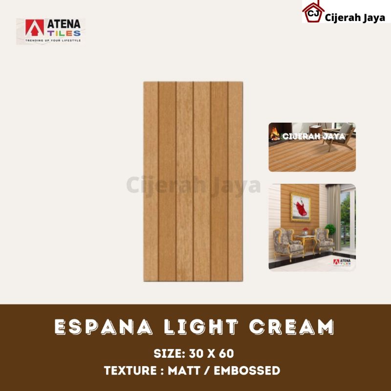KERAMIK ATHENA 30X60 ESPANA LIGHT CREAM / KERAMIK LANTAI DINDING MOTIF KAYU