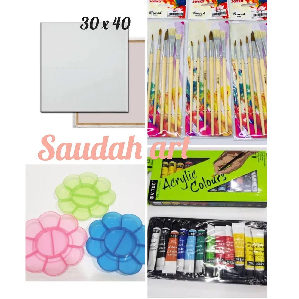 

[DISCOUNT G0M85] Paket Kanvas Lukis (kanvas 30x40,kuas,palet,cat akrilik) Terlaris
