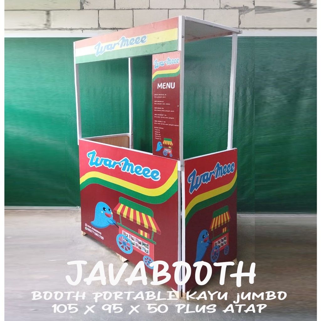 Booth Portable Kayu Jumbo 140x90x45 cm Bonus Atap + Pintu+Rak Depan