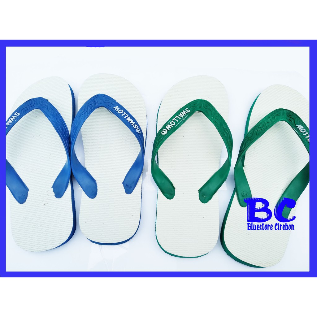 [6 pasang] Sandal Jepit Swallow Putih Polos Sendal Jepit Pria Wanita Swallow
